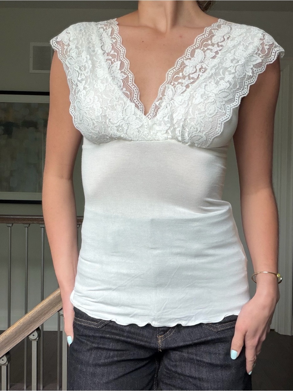 Dynamite White Lace V-Neck Camisole